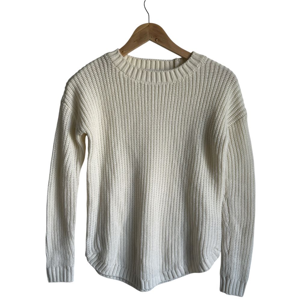 So Sweater Cream Waffle Knit‎ Crew Neck XS NWOT Cabin Casual Pullover